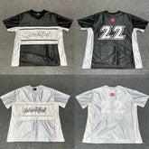 Broken Planet Retro Splicing Match Jersey V-neck Short Sleeve T-shirt